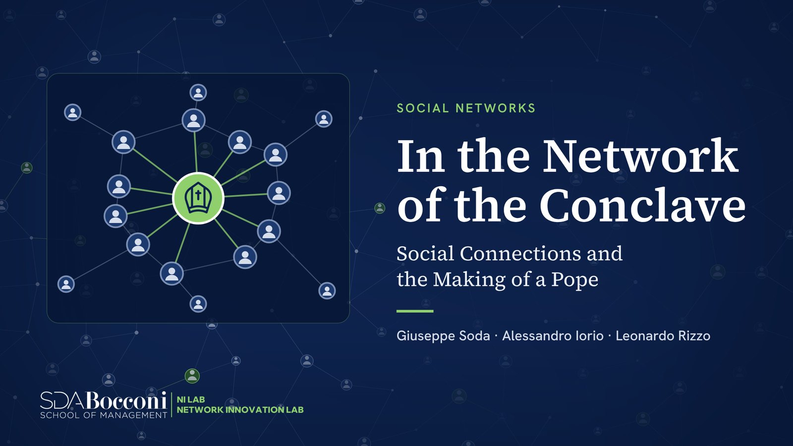 Cover of the paper In the Network of the Conclave, with a network of cardinals around one central figure