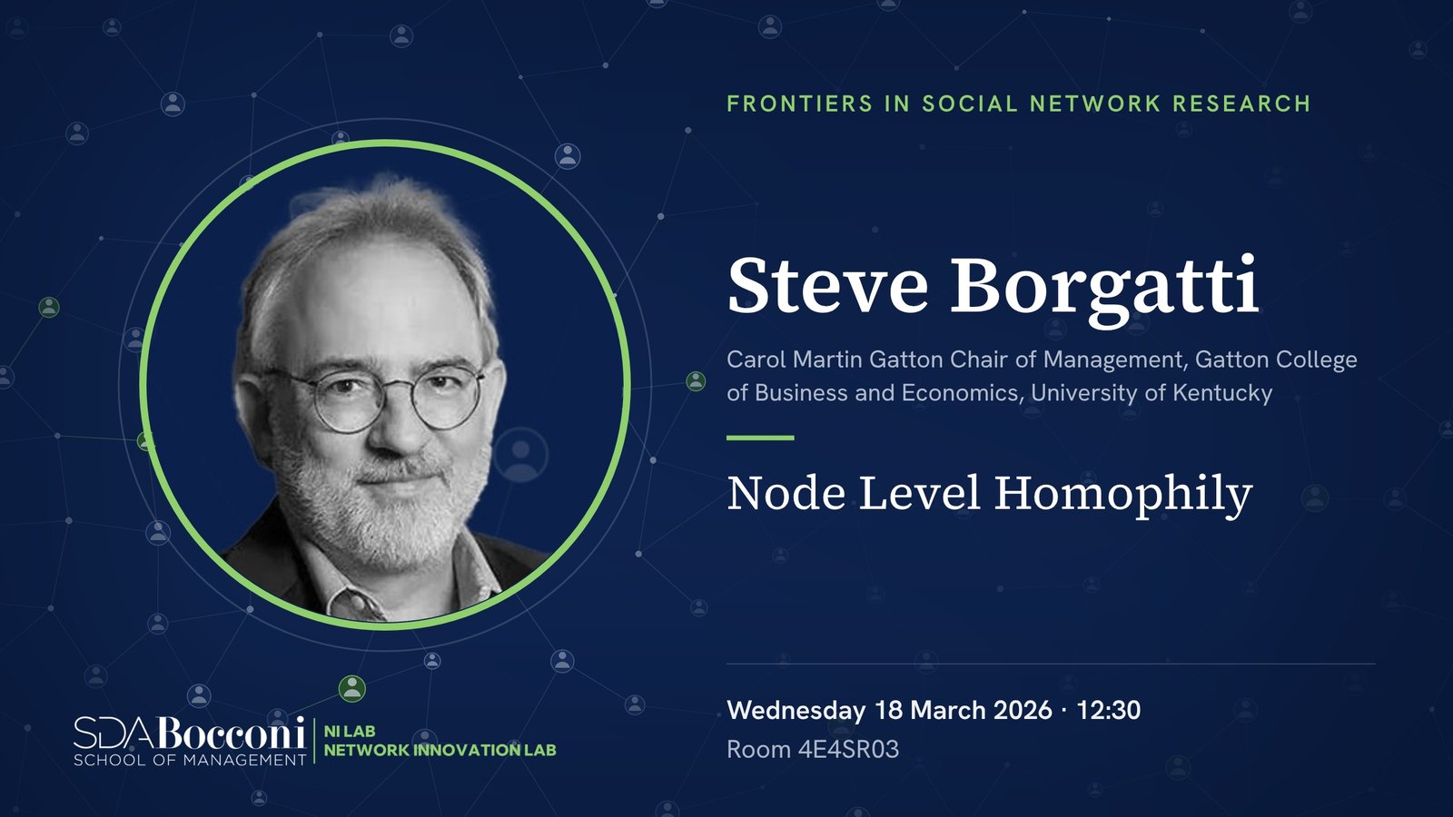 Steve Borgatti, speaker at the Frontiers in Social Network Research seminar